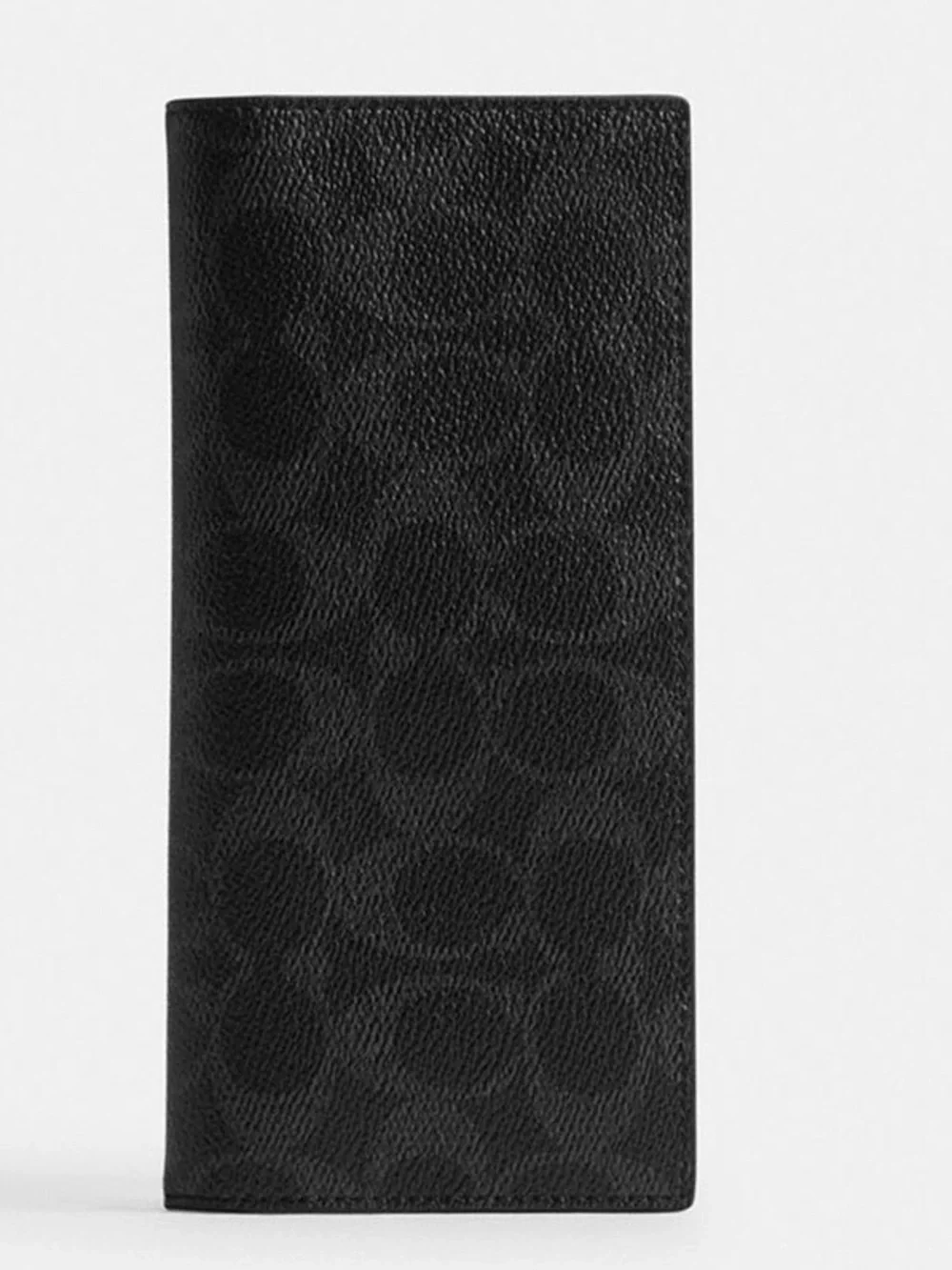 Coach Breast Pocket Black Monogram Signature Canvas Logo Slim Long Bifold Wallet